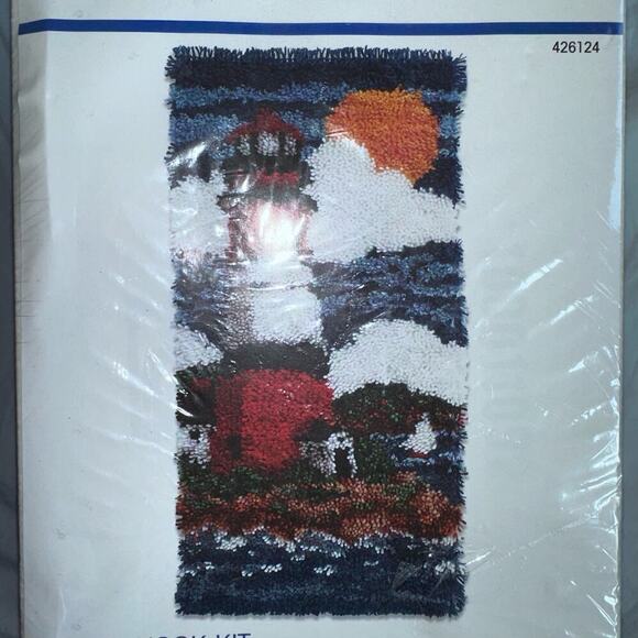 NOS Sealed 2013 Caron Wonderart Latch Hook Kit Lighthouse Scene 16x32 #42614 - Picture 2 of 6